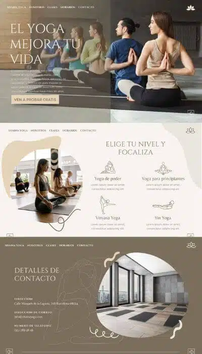 Desarrollo páginas web para Centros de Pilates y Yoga