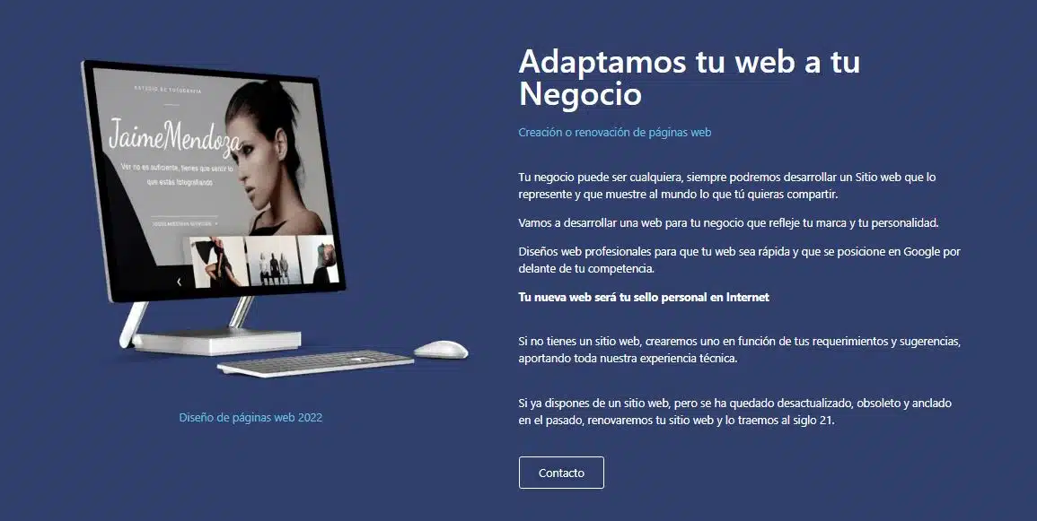 Modernización de tu sitio web. Adaptamos tu web a tu negocio